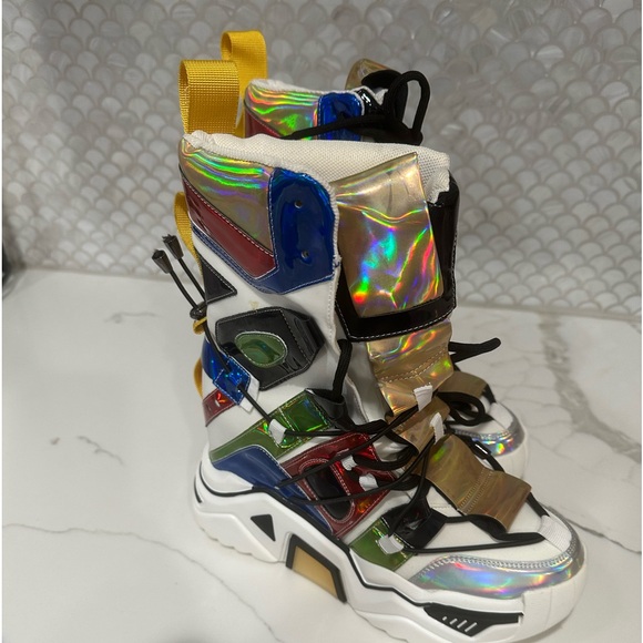 Anthony Wang White Holographic Game Changer Ankle Boots. Size 9 New - Picture 4 of 6